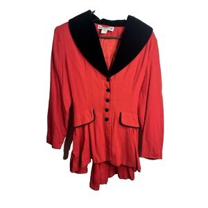 equator womens vintage red & black coat size medium